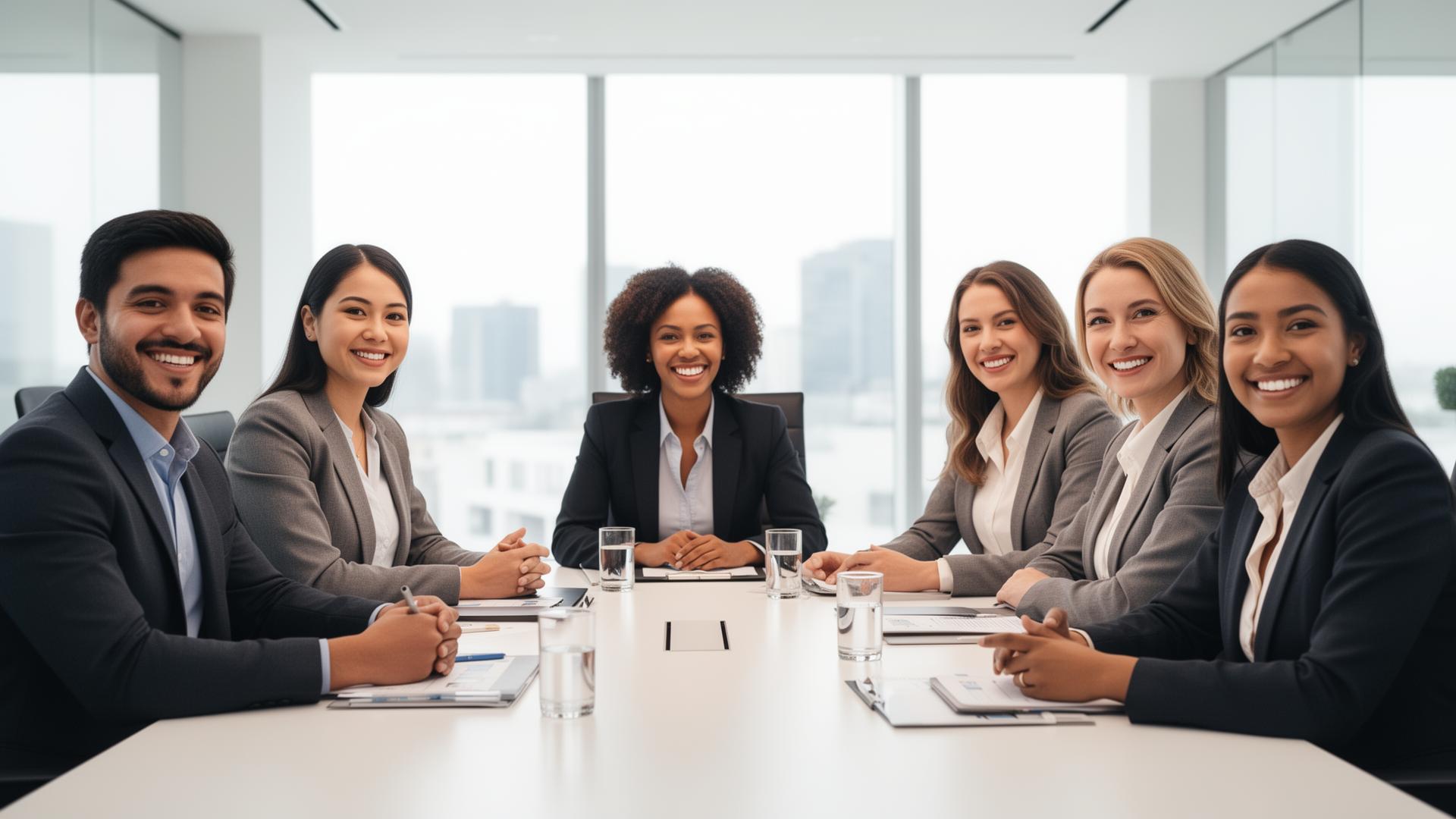 Professional real estate team in a modern office